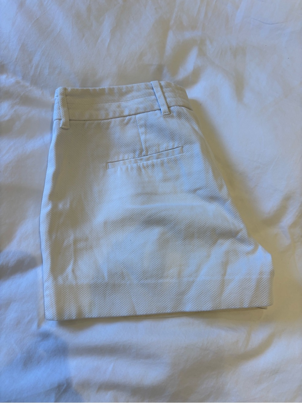 Banana Republic White Textured Tailored Bermuda Shorts